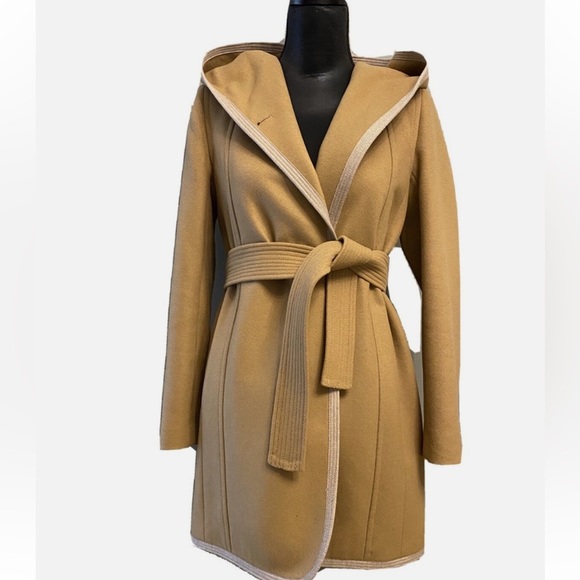 Wilfred italian wool and cashmere Tan Hooded Coat with belt - Picture 2 of 9